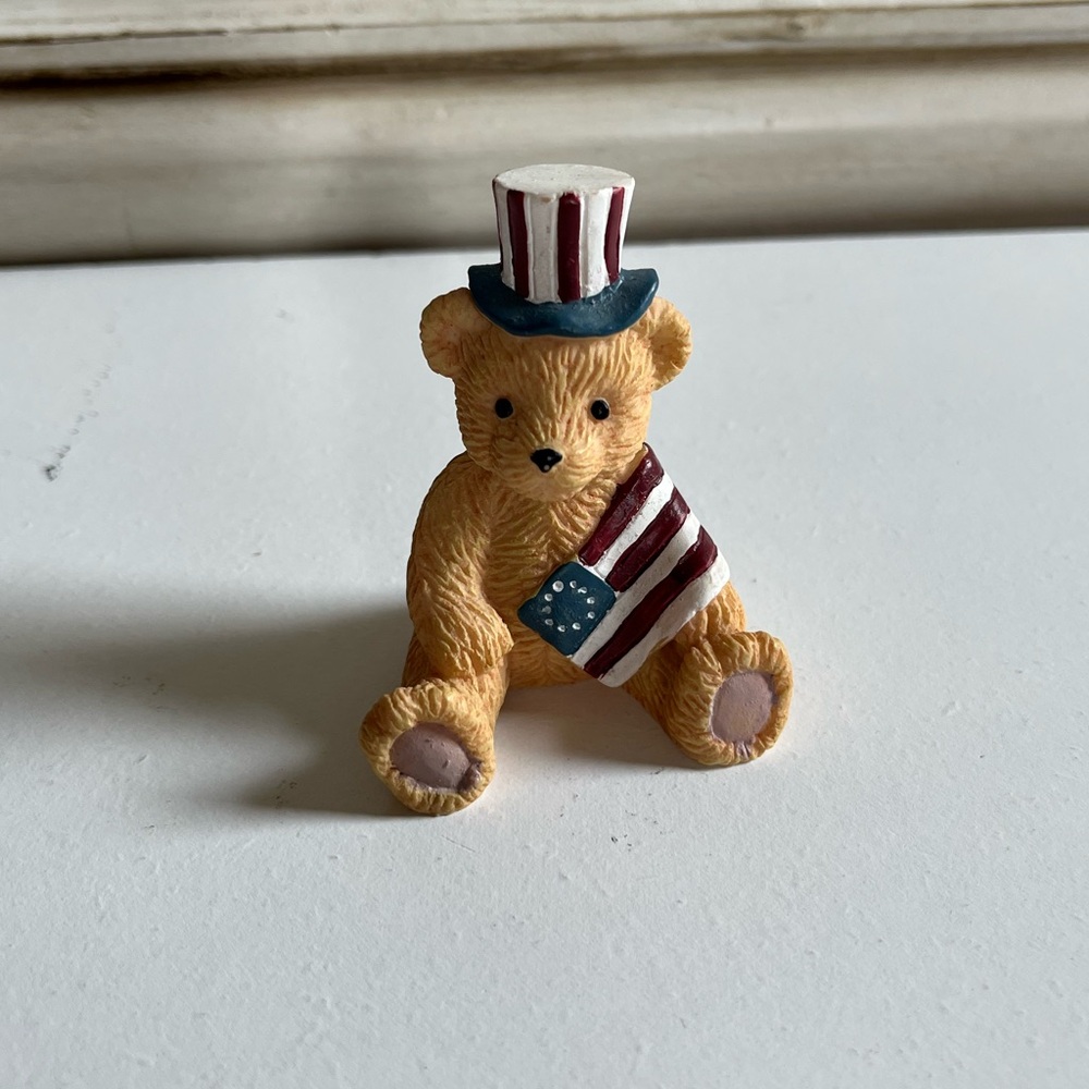 Vintage Enesco Cherished Teddies figurine Sam the bear patriotic Uncle Sam USA